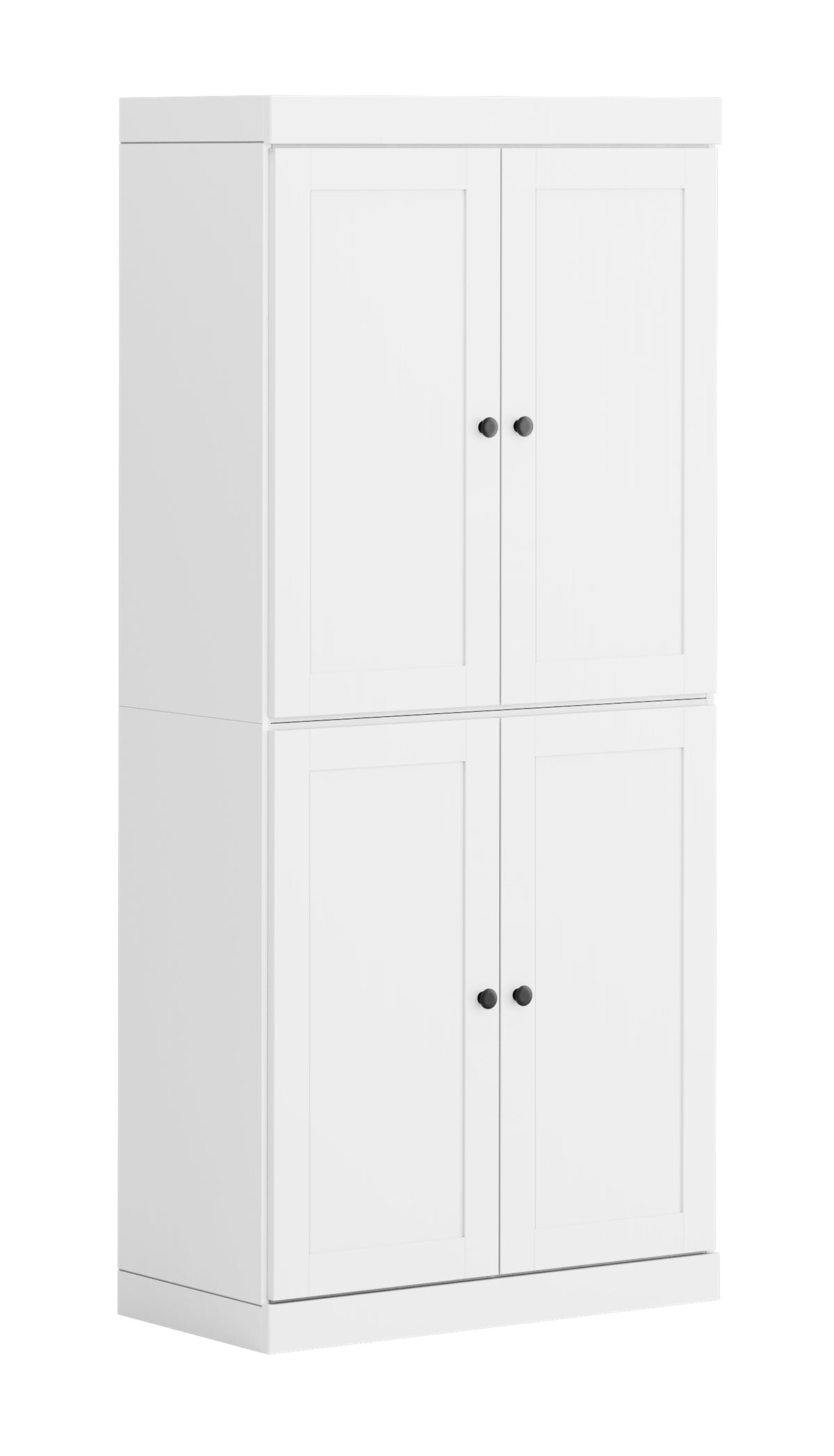 72" White Solid Wood Four Door Pantry Or Storage Closet
