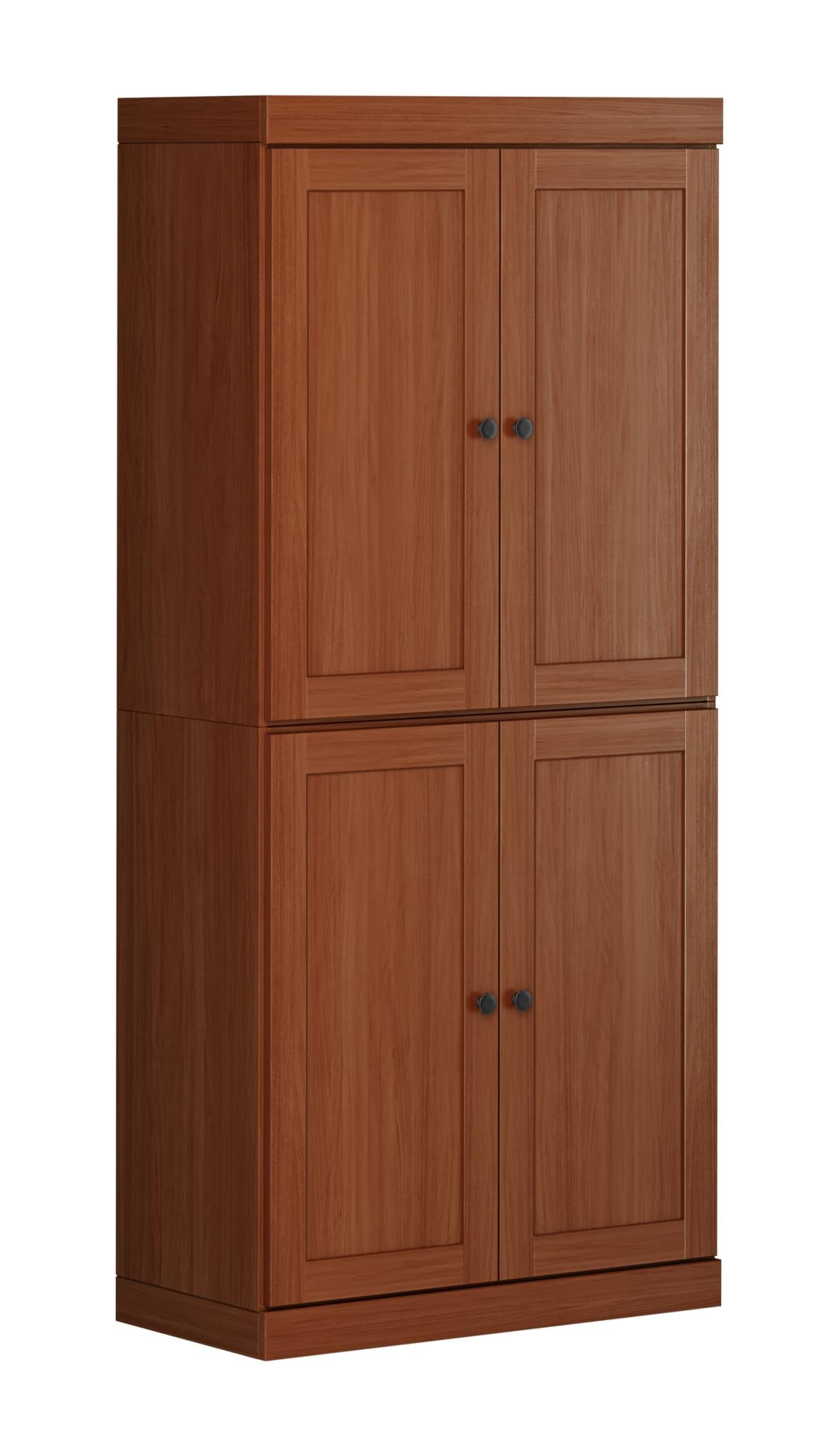 72" Brown Solid Wood Four Door Pantry Or Storage Closet