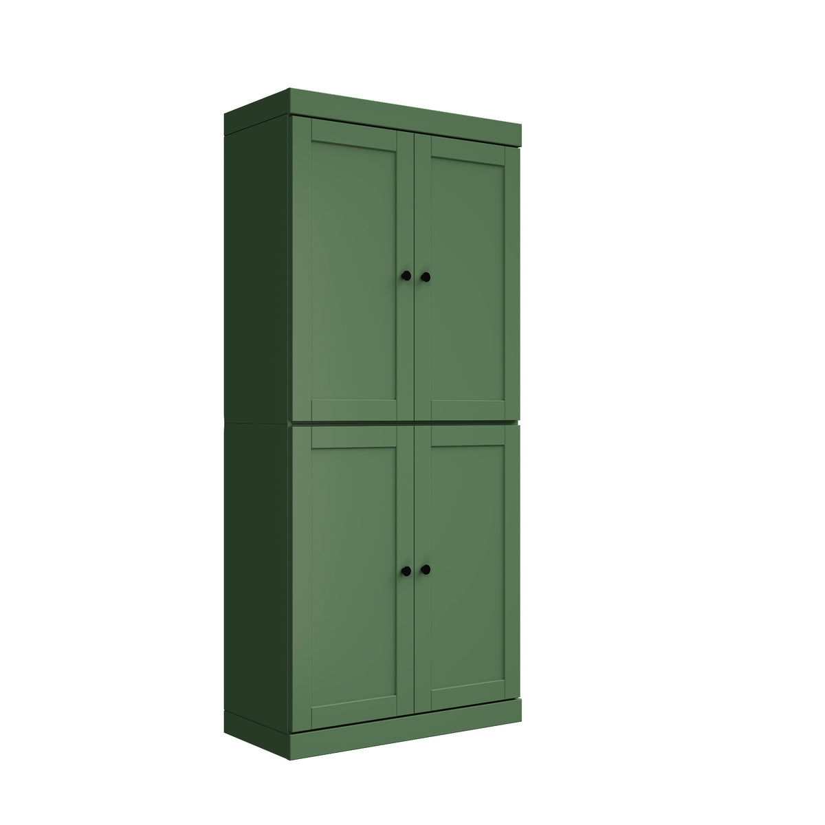 72" Green Solid Wood Four Door Pantry Or Storage Closet