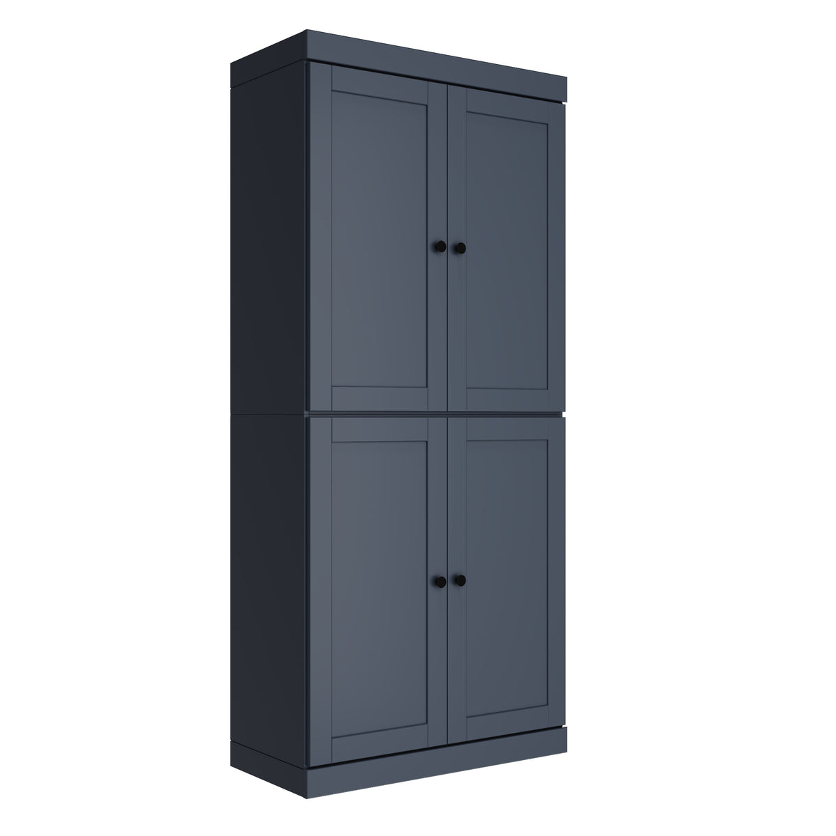 72" French Blue Solid Wood Four Door Pantry Or Storage Closet