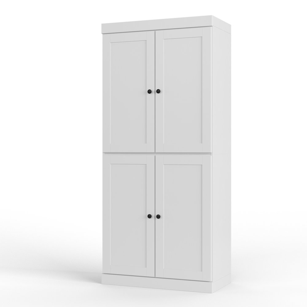 72" Navy Blue Solid Wood Four Door Two Drawer Pantry Or Storage Closet