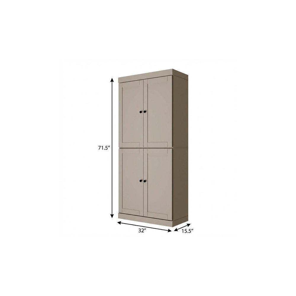 72" White Solid Wood Four Door Two Drawer Pantry Or Storage Closet