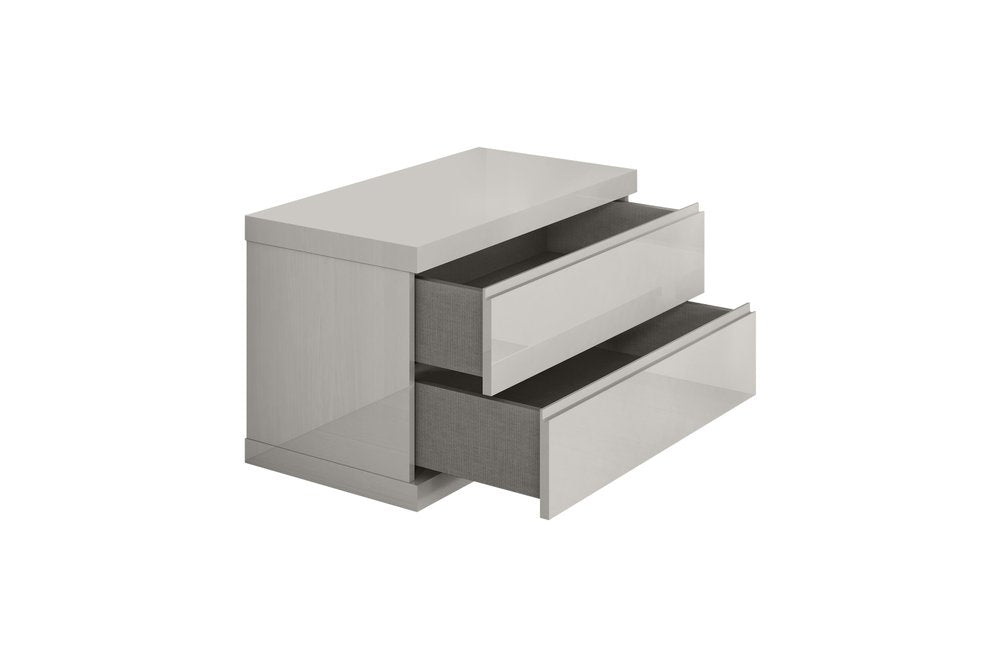20" Light Gray Wood Two Drawer Nightstand