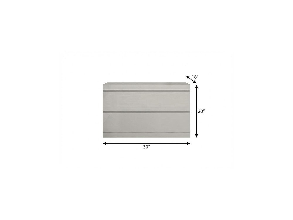 20" Light Gray Wood Two Drawer Nightstand
