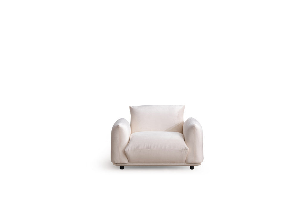 47" White Velvet Arm Chair