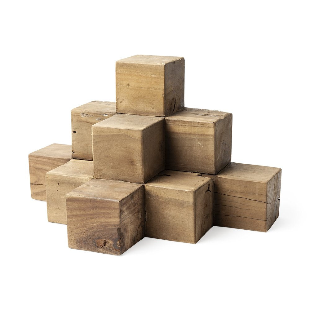 12" Brown Wood Tabletop Sculpture