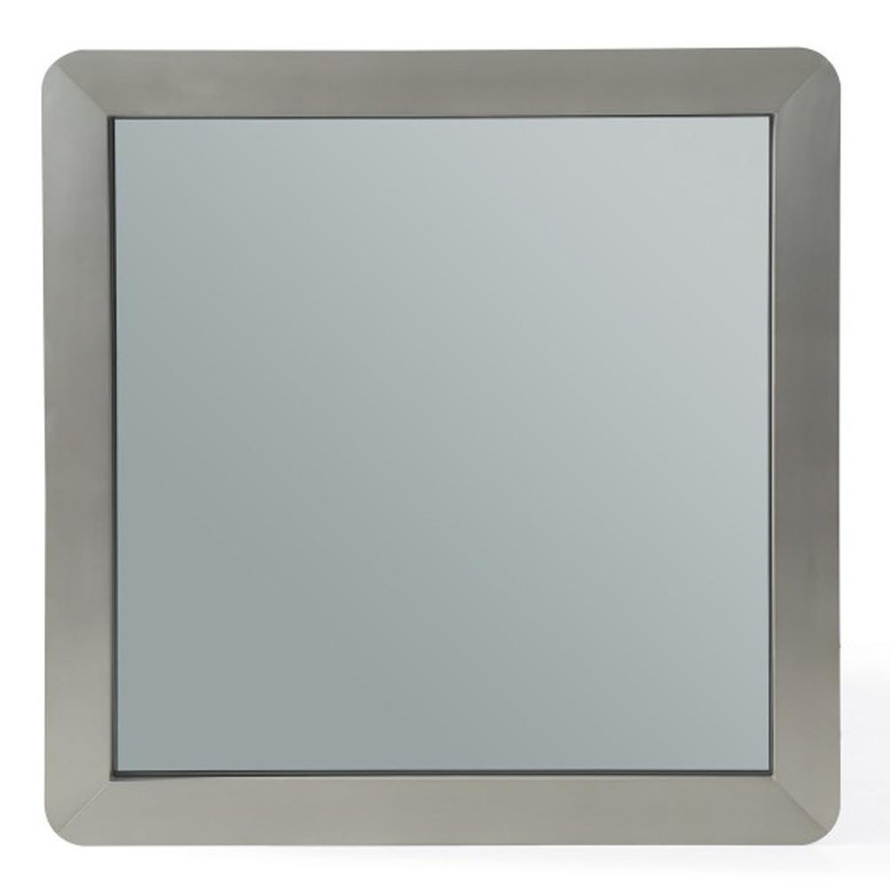 43" Silver And Gray Stainless Steel Square Framed Accent Mirror