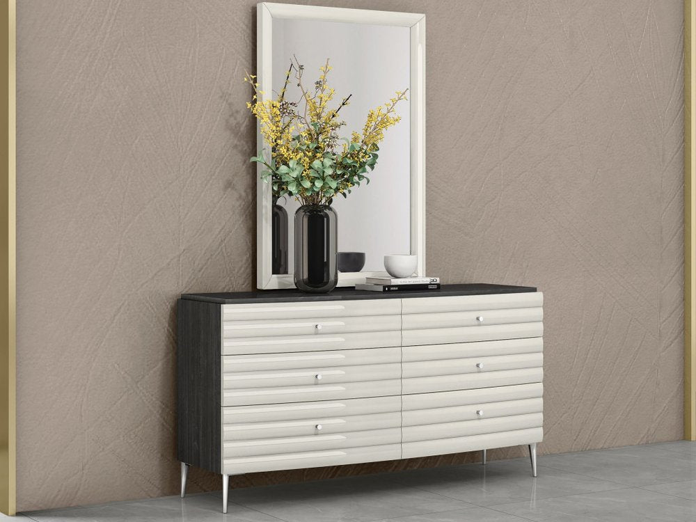 47" Light Gray Wood Framed Dresser Mirror