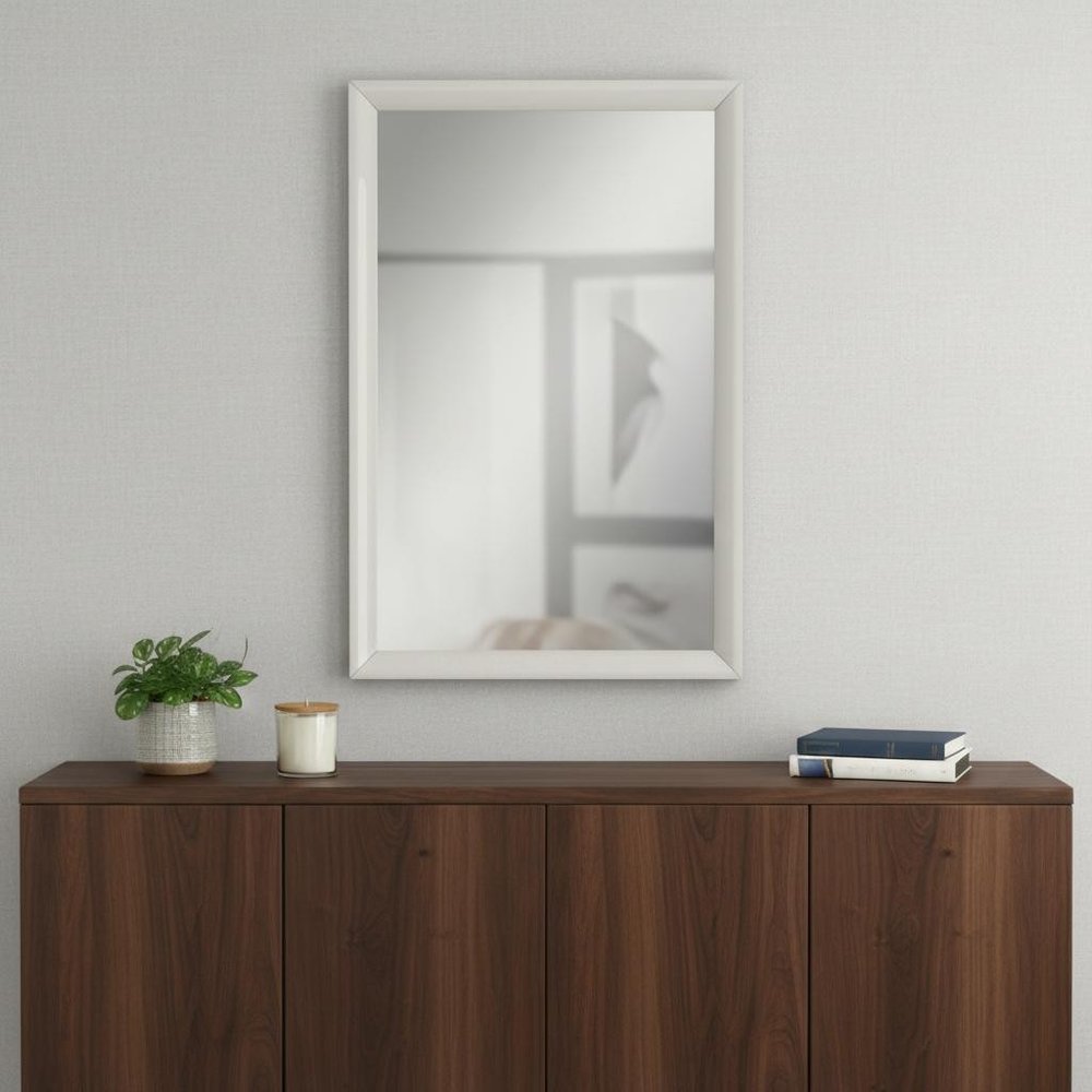47" Light Gray Wood Framed Dresser Mirror