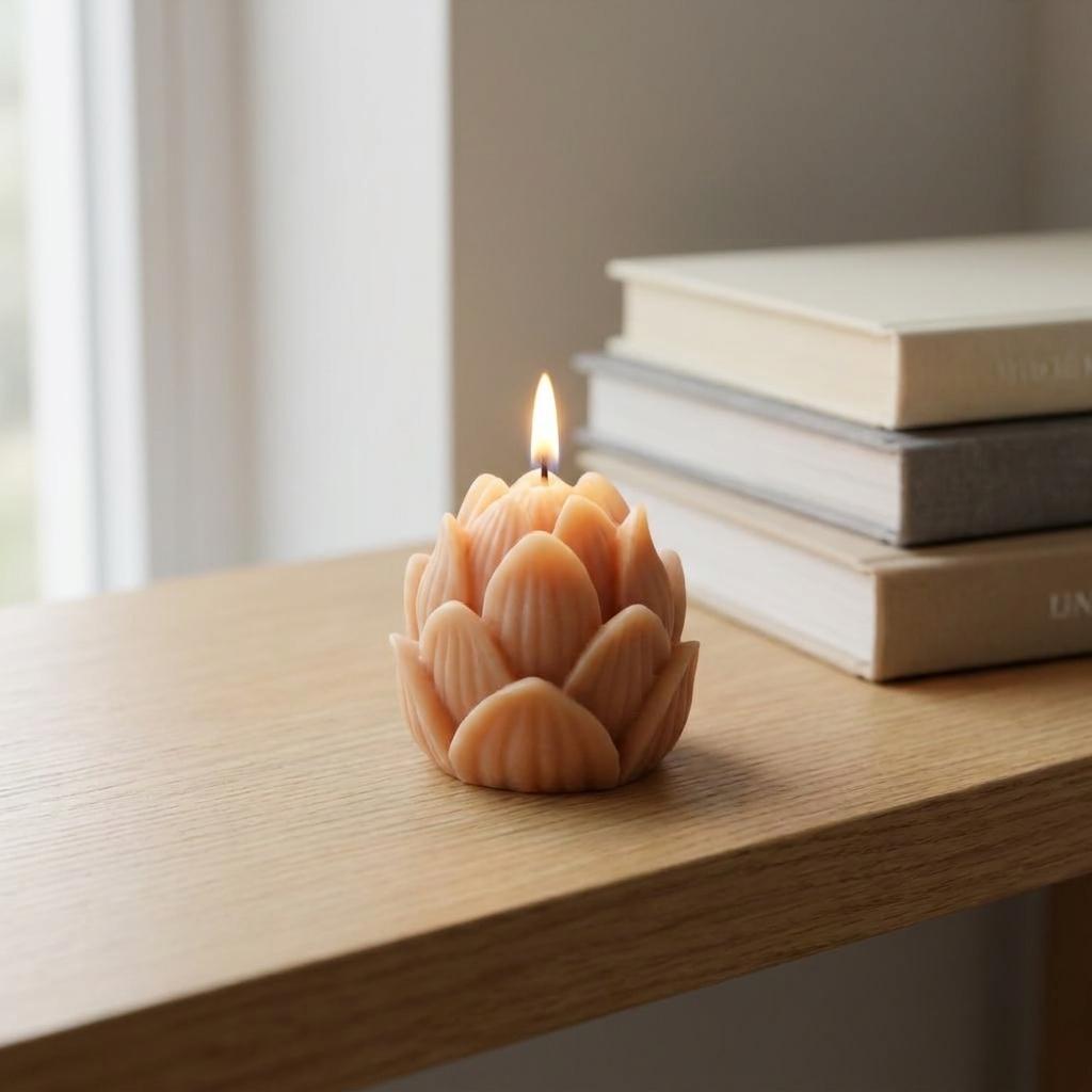 2" Orange Himalayan Bamboo Scented Dimensional Flower Candle