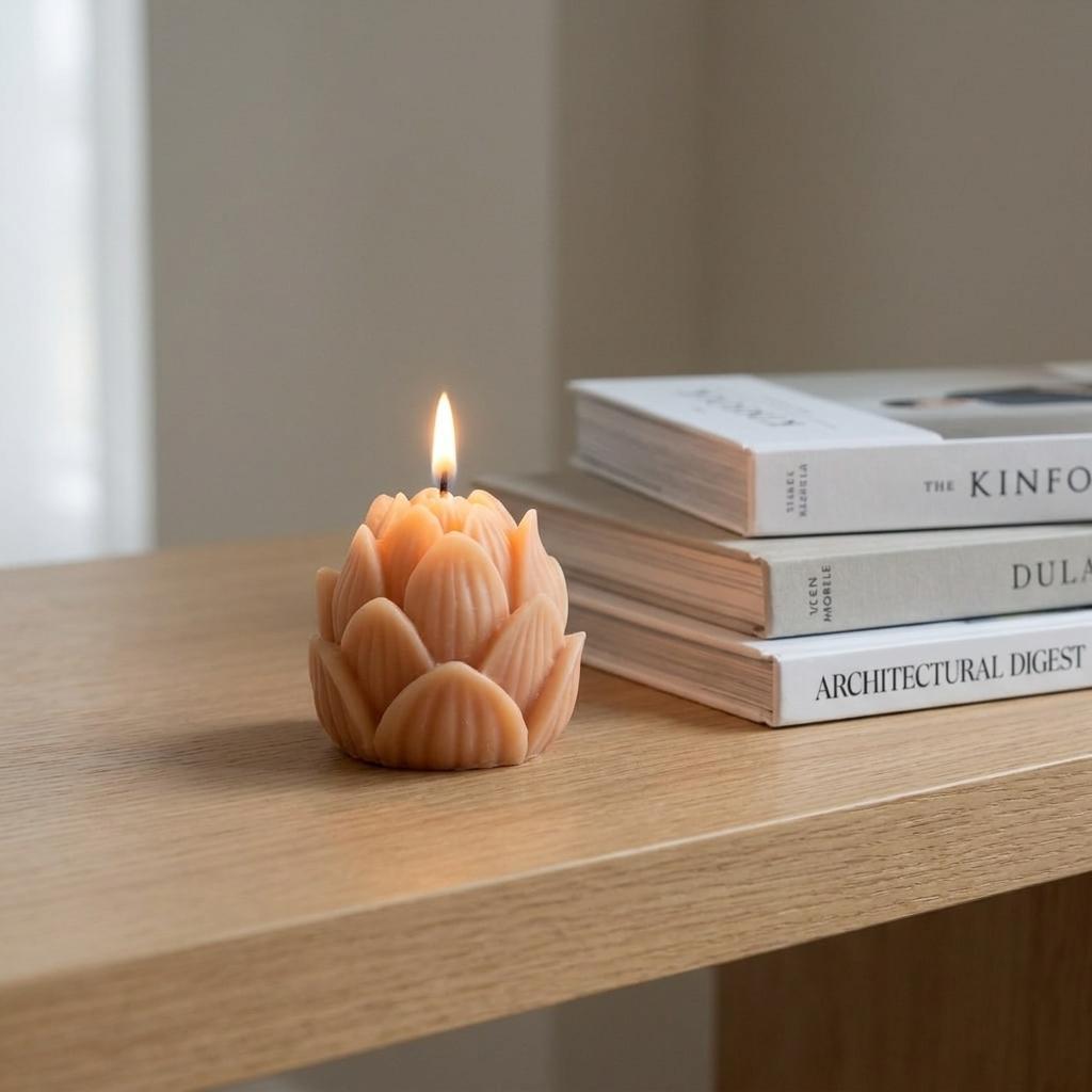 2" Orange Honeysuckle And Jasmine Scented Dimensional Flower Candle