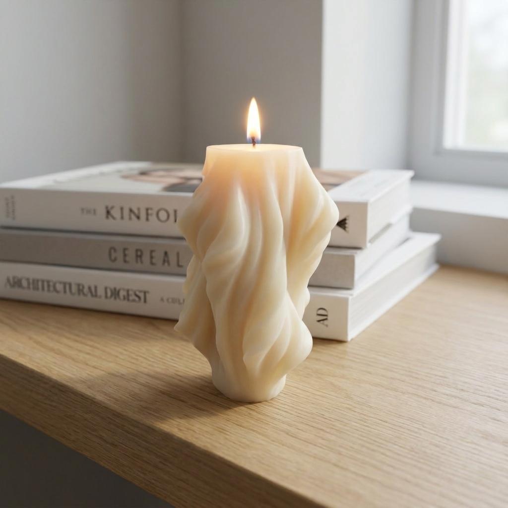 4" White Day at the Spa Scented Dimensional Twist Candle