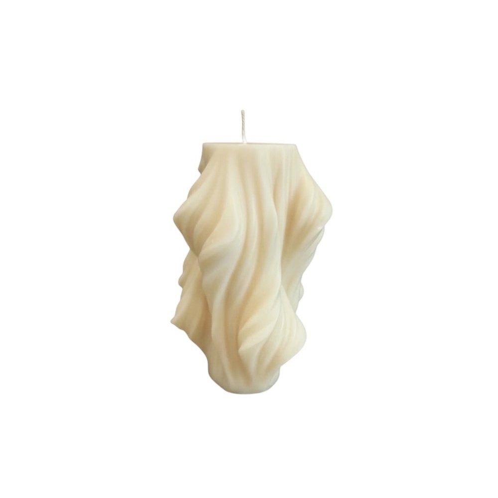4" White Unscented Dimensional Twist Candle