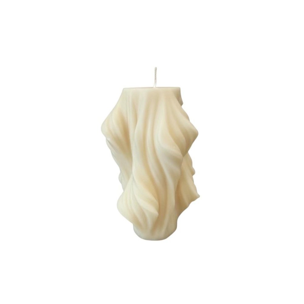 4" White Unscented Dimensional Twist Candle