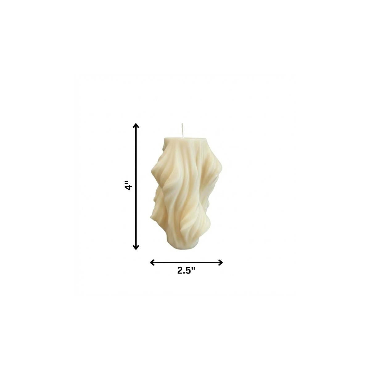 4" White Peony Scented Dimensional Twist Candle