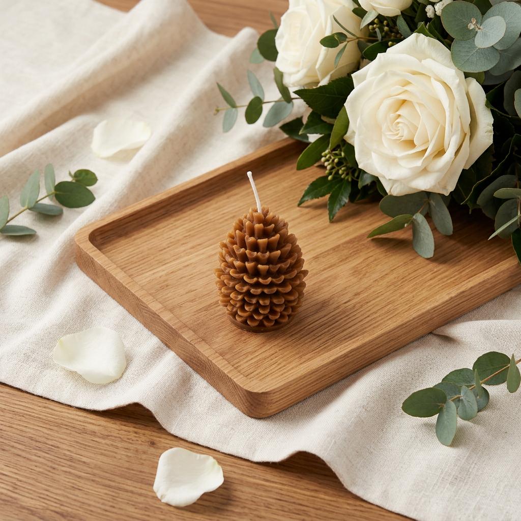 3" Brown Pumpkin And Latte Scented Dimensional Pinecone Candle