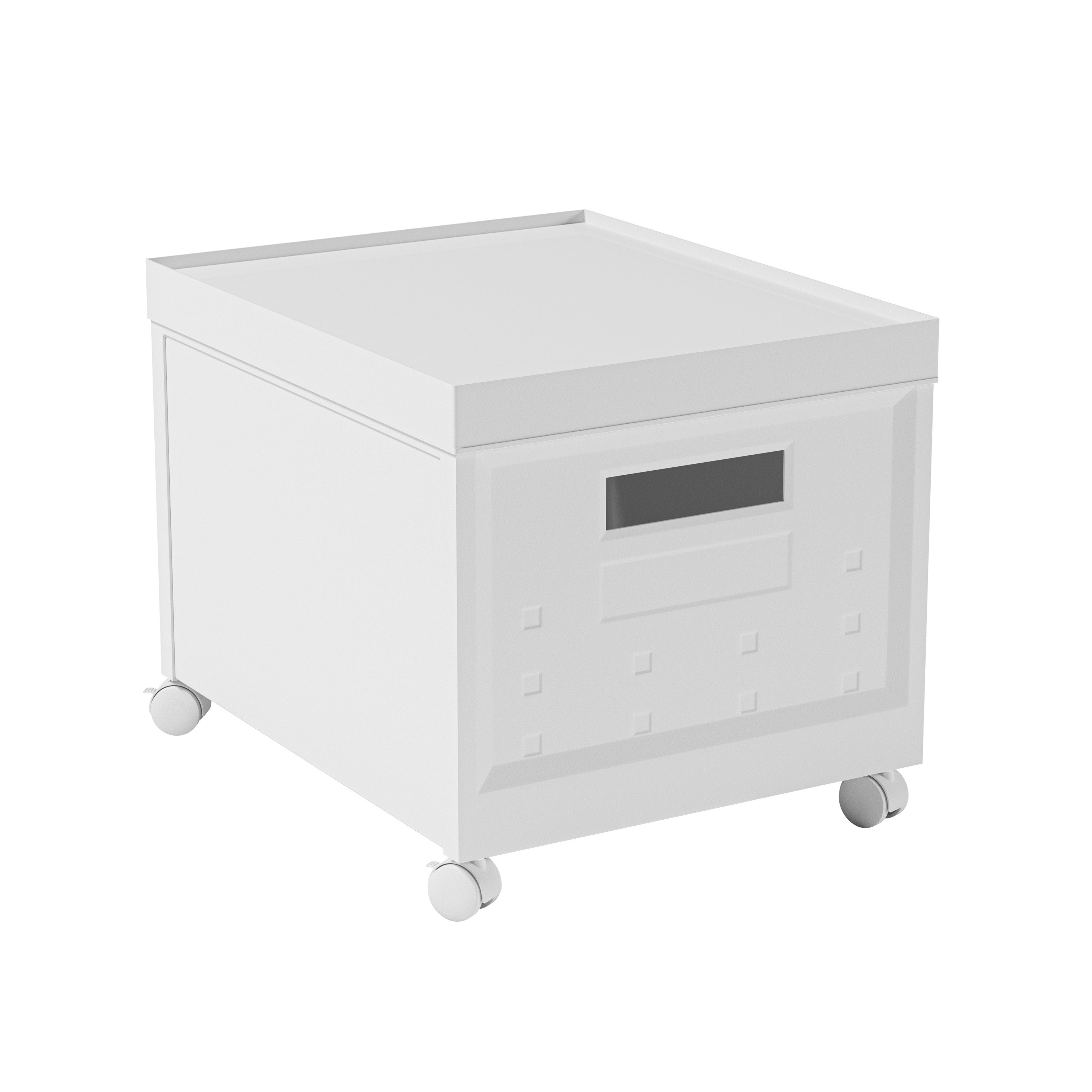 Set Of Two White Plastic Rolling Filing Cabinet