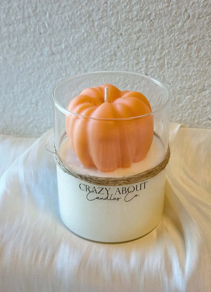 3" Pumpkin Pumpkin And Latte Scented Mini Pumpkin Candle In Clear Glass Jar