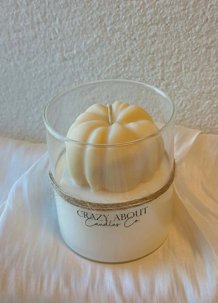3" Cream Autumn Harvest Scented Mini Pumpkin Candle In Clear Glass Jar