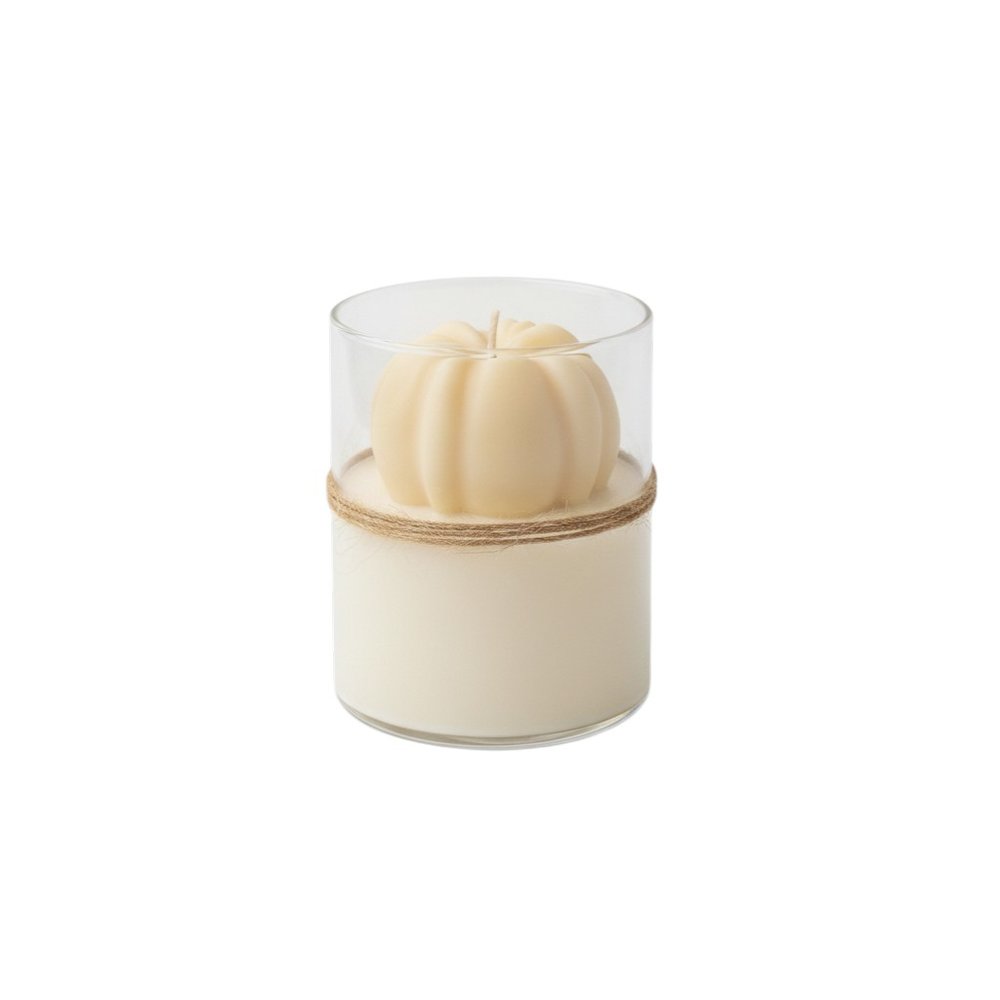 3" Cream Autumn Harvest Scented Mini Pumpkin Candle In Clear Glass Jar