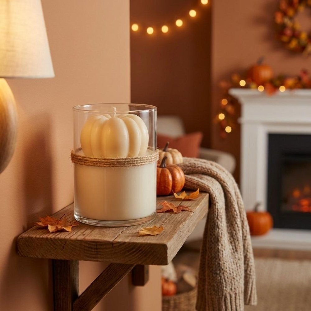 3" Cream Autumn Harvest Scented Mini Pumpkin Candle In Clear Glass Jar