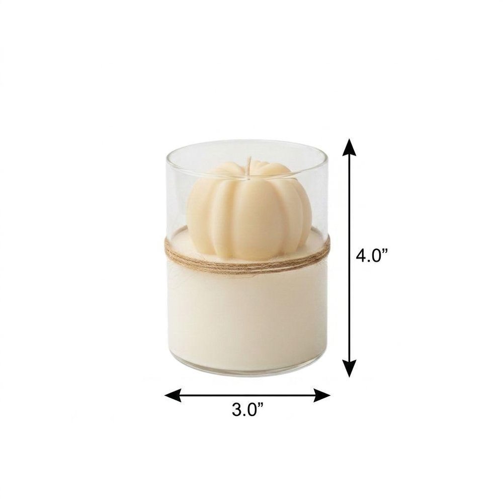 3" Cream Autumn Harvest Scented Mini Pumpkin Candle In Clear Glass Jar
