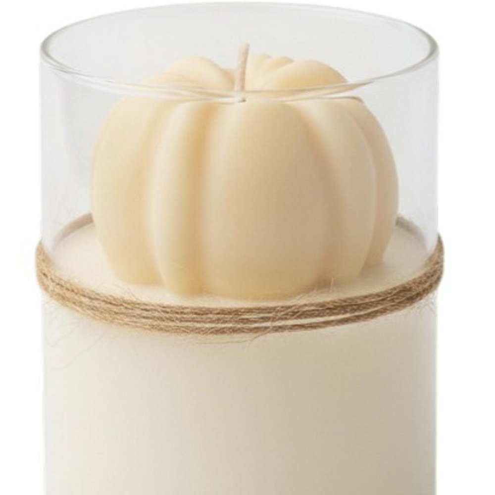 3" Cream Autumn Harvest Scented Mini Pumpkin Candle In Clear Glass Jar