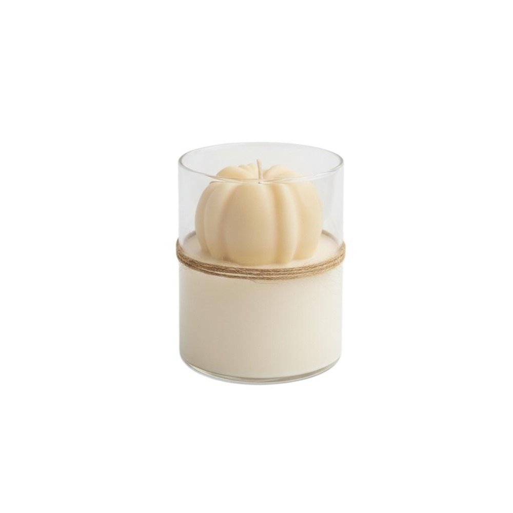 3" Cream Autumn Harvest Scented Mini Pumpkin Candle In Clear Glass Jar