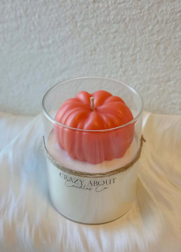 3" Pink Autumn Harvest Scented Mini Pumpkin Candle In Clear Glass Jar