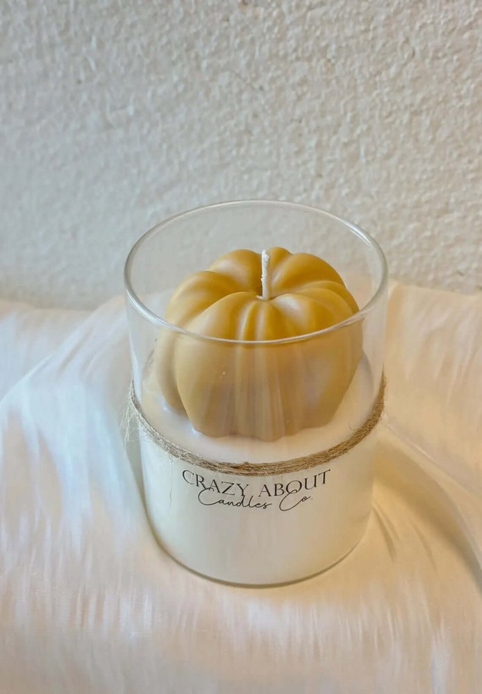 3" Tan Autumn Harvest Scented Mini Pumpkin Candle In Clear Glass Jar
