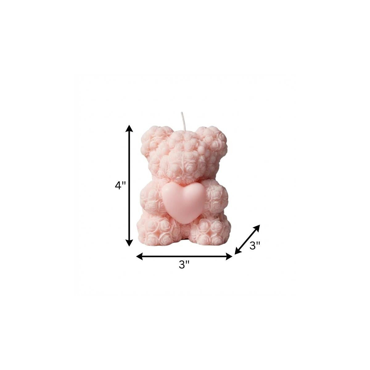 4" Pink Endless Love Scented Dimensional Teddy Bear Candle