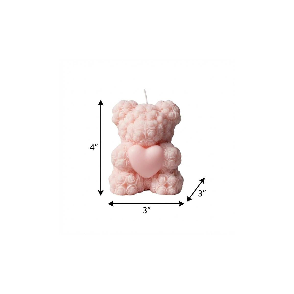 4" Pink French Market Scented Dimensional Teddy Bear Candle