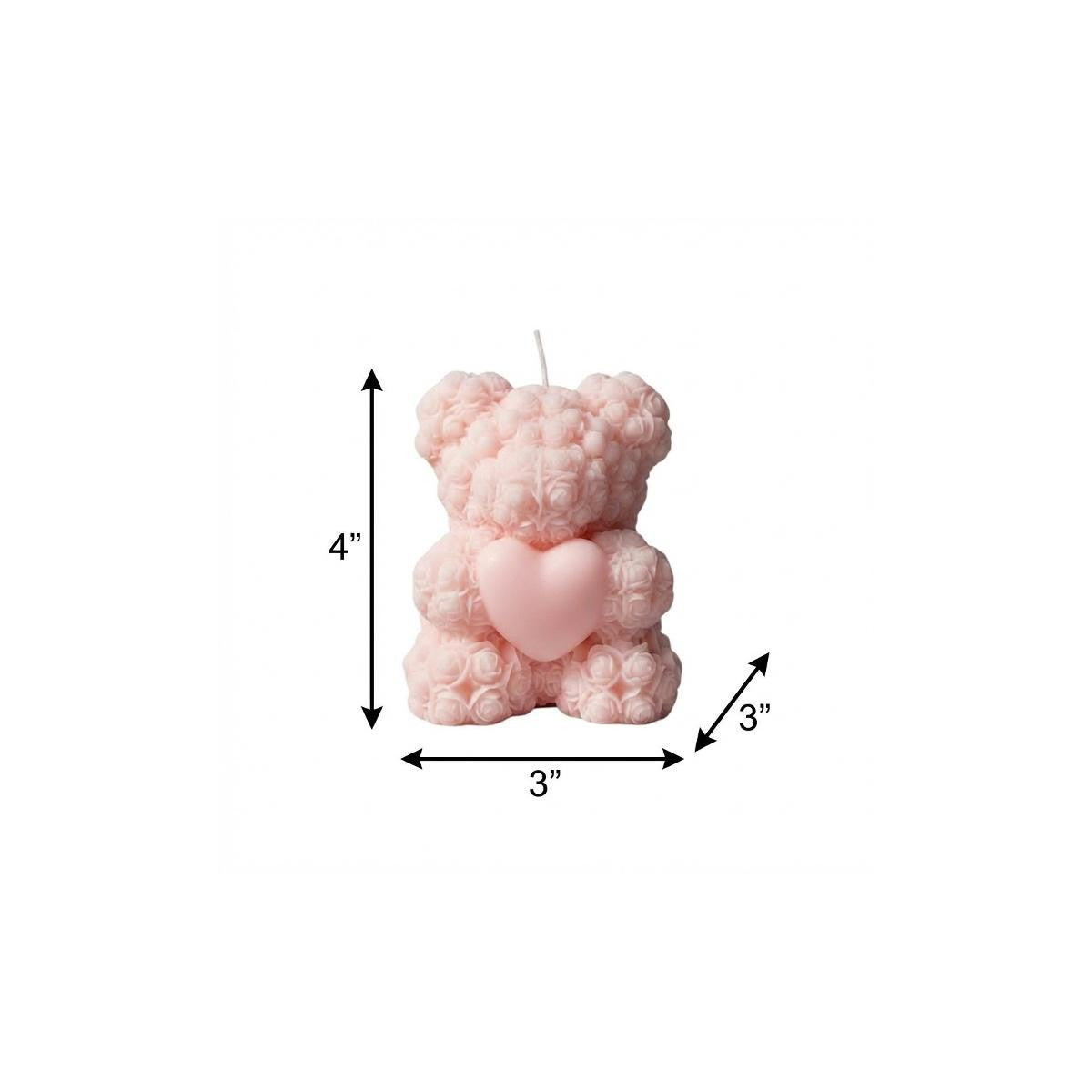 4" Pink Coconut Hibiscus Scented Dimensional Teddy Bear Candle