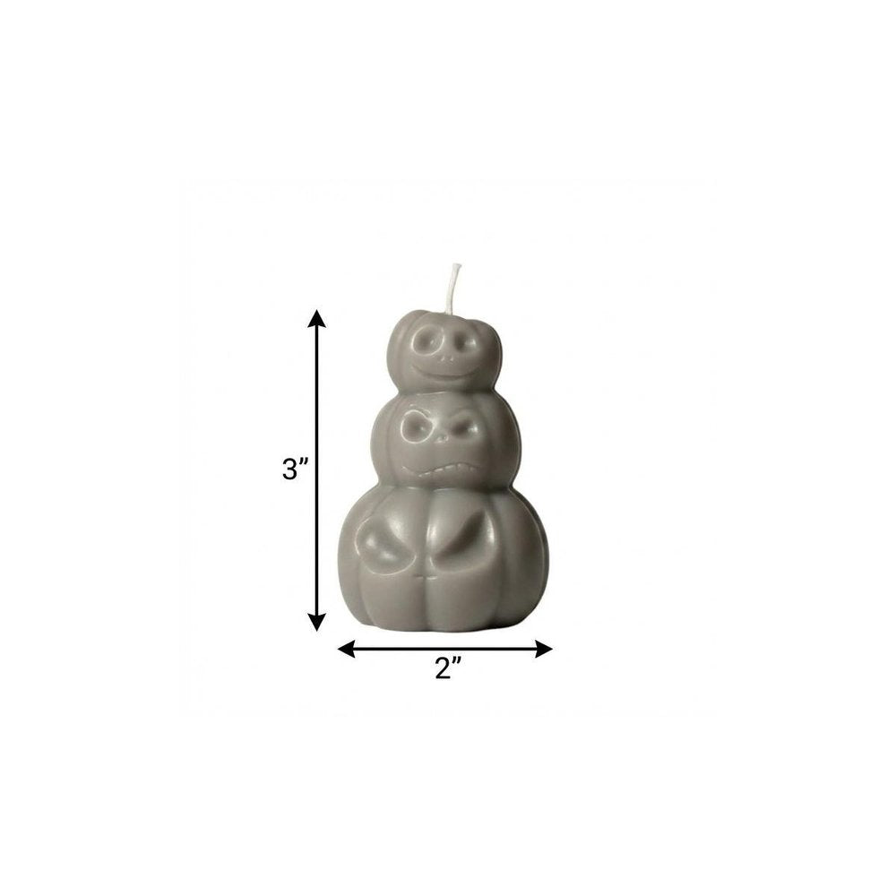 3" Gray Pumpkin And Latte Scented Dimensional Pumpkin Candle Novelty Novelty