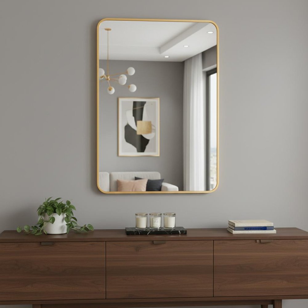 36" Gold Aluminum Framed Accent Mirror
