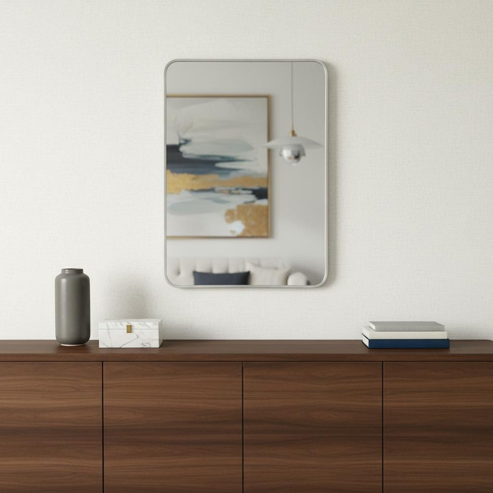 36" Silver Aluminum Framed Accent Mirror