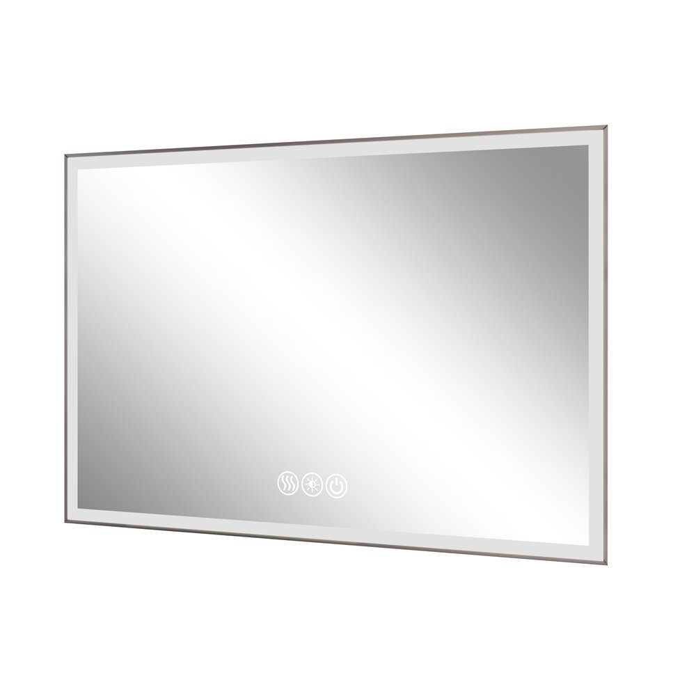 32" Silver Aluminum Lighted Framed Anti Fog Bathroom Vanity Mirror