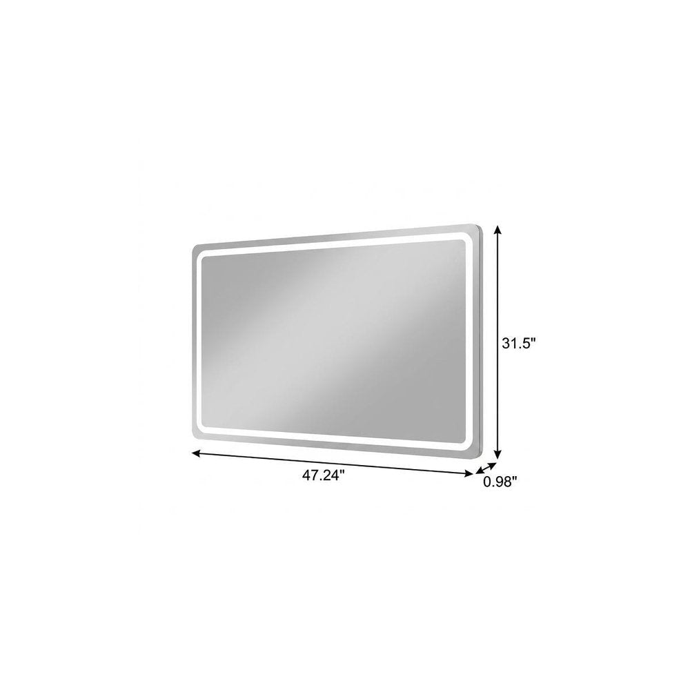 32" Silver Lighted Frameless Anti Fog Bathroom Vanity Mirror