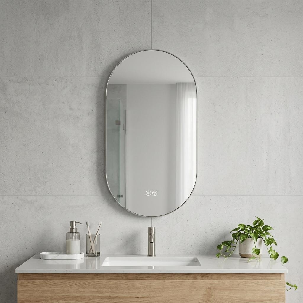 48" Oval Lighted Frameless Anti Fog Bathroom Vanity Mirror