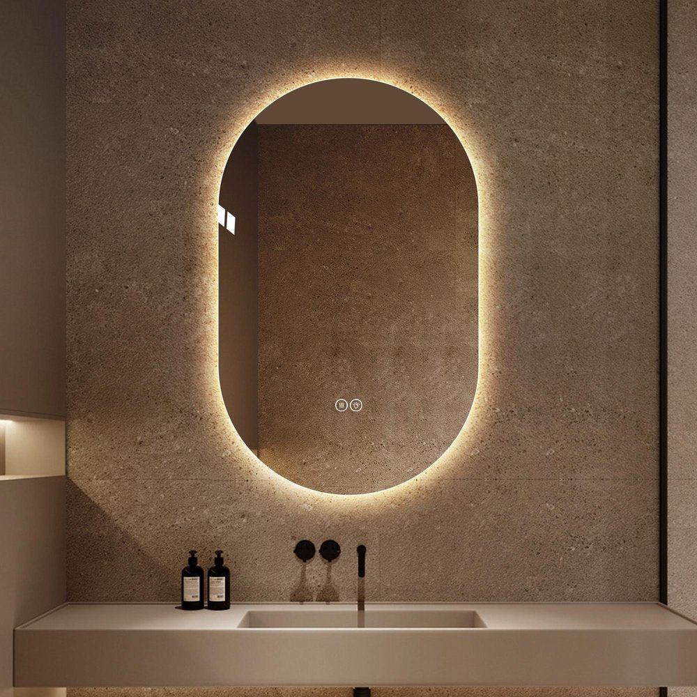48" Oval Lighted Frameless Anti Fog Bathroom Vanity Mirror