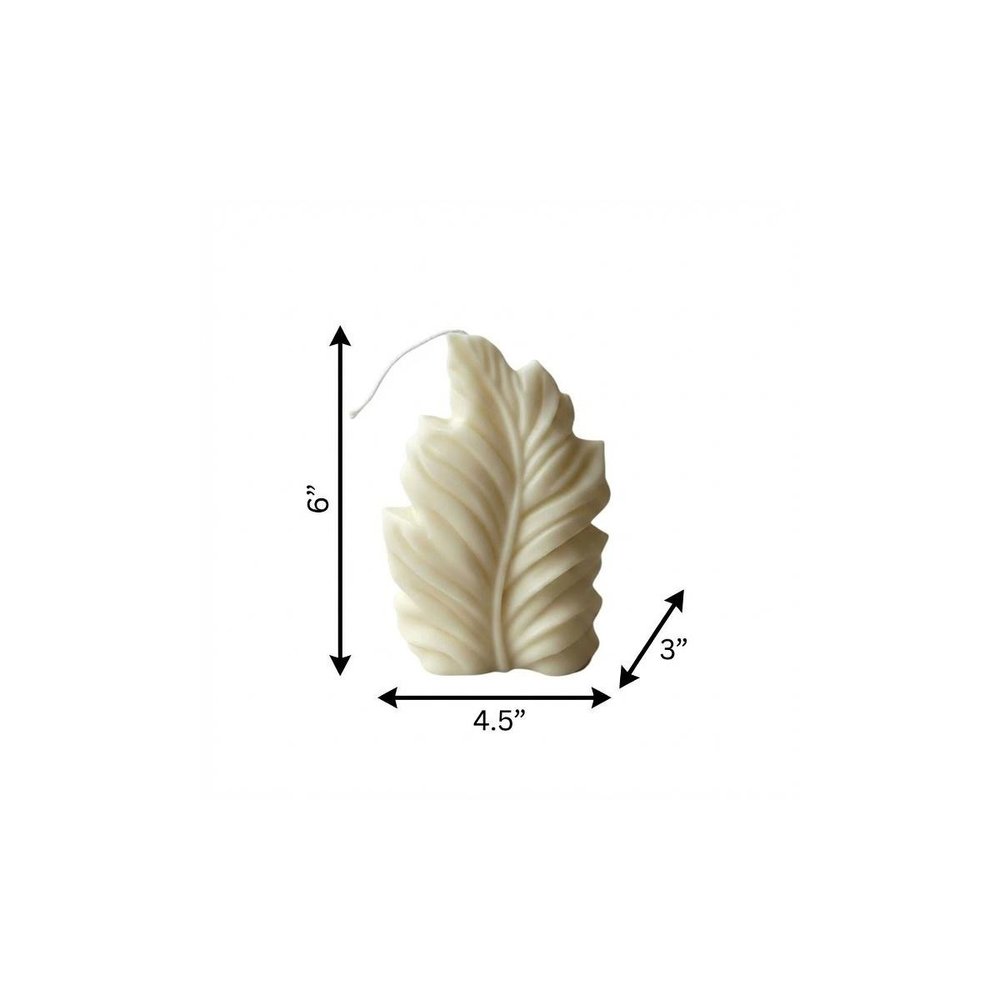 6" Ivory Unscented Dimensional Feather Candle Novelty Novelty