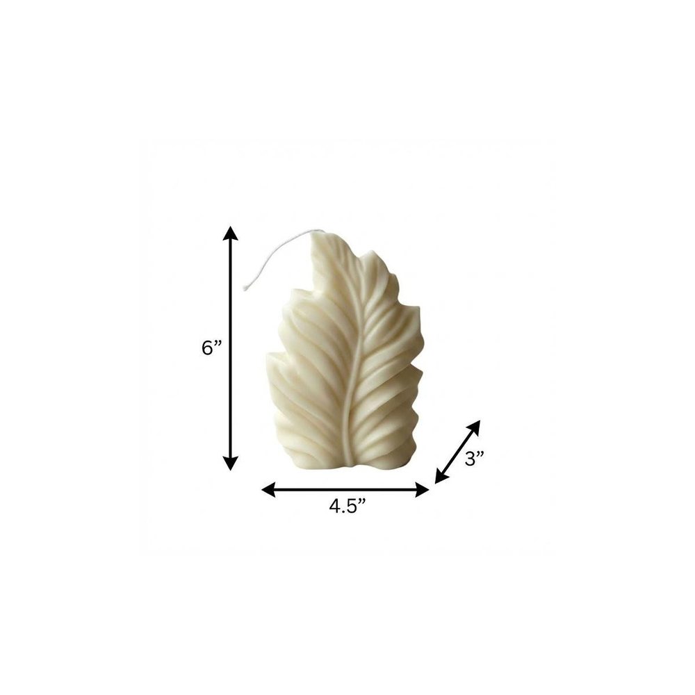 6" Ivory Black Ice Scented Dimensional Feather Candle Novelty Novelty