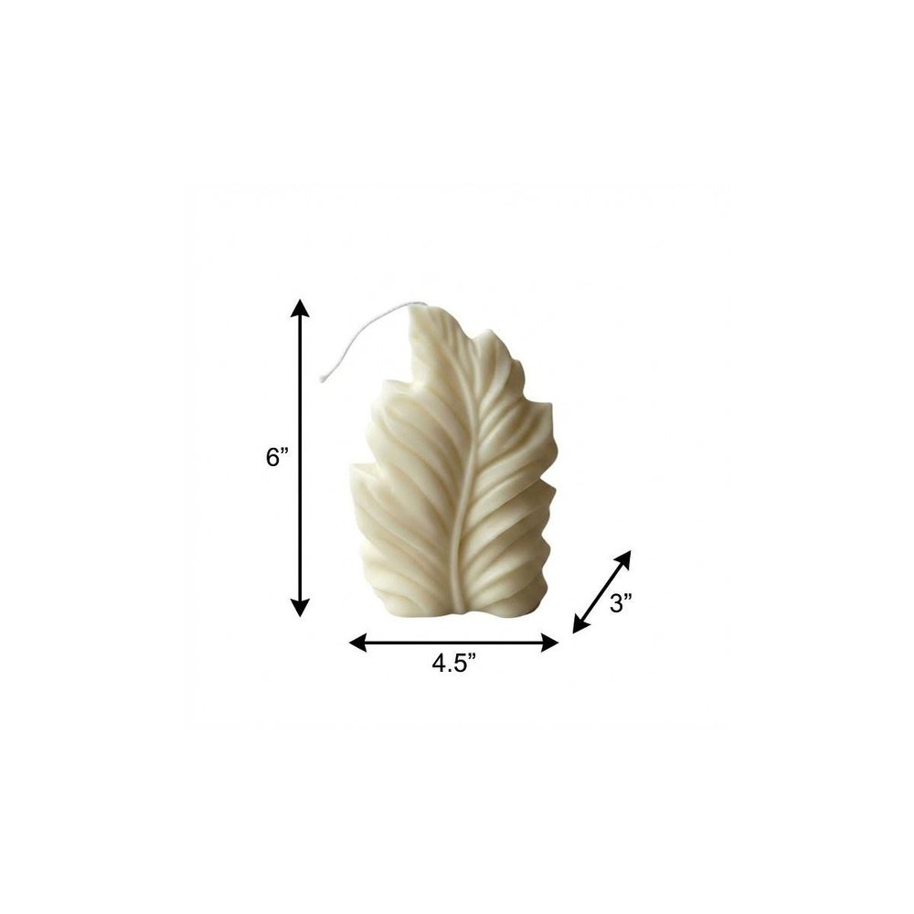 6" Ivory Black Ice Scented Dimensional Feather Candle Novelty Novelty