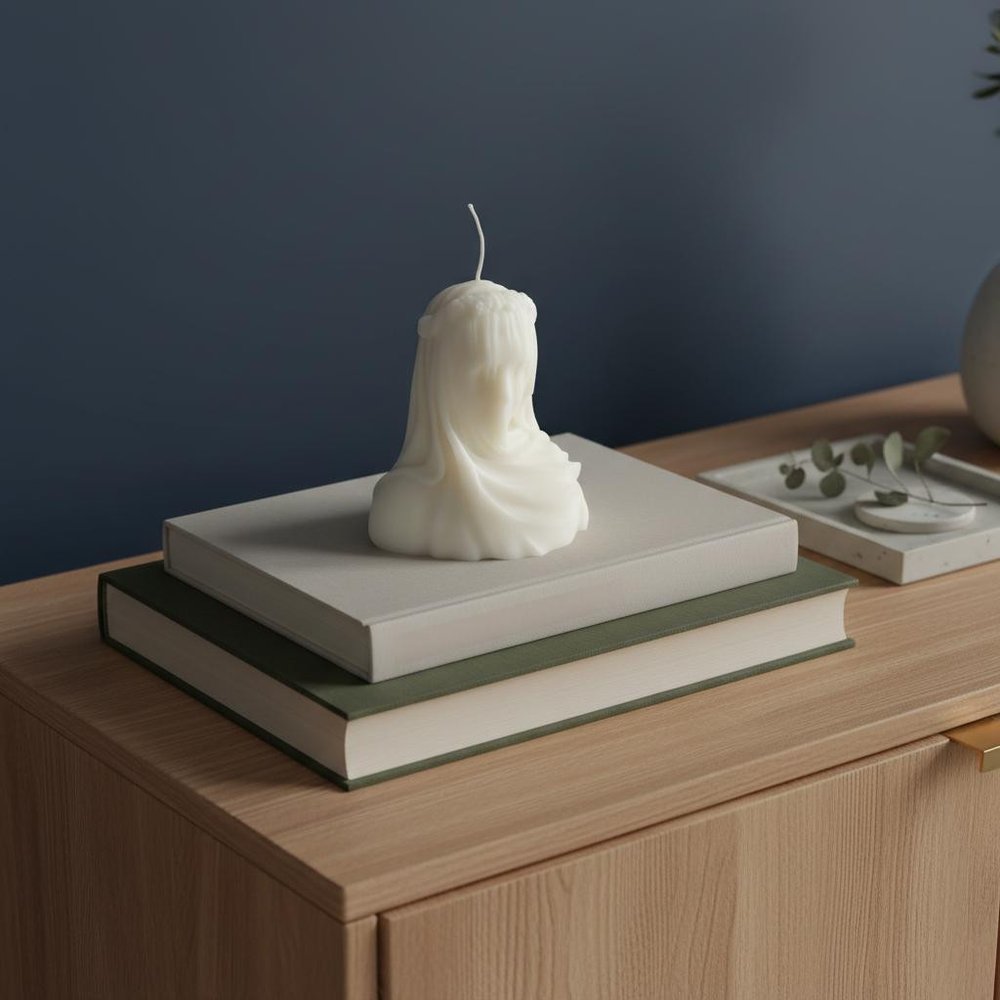 6" Ivory Unscented Dimensional Lady Candle Novelty Novelty