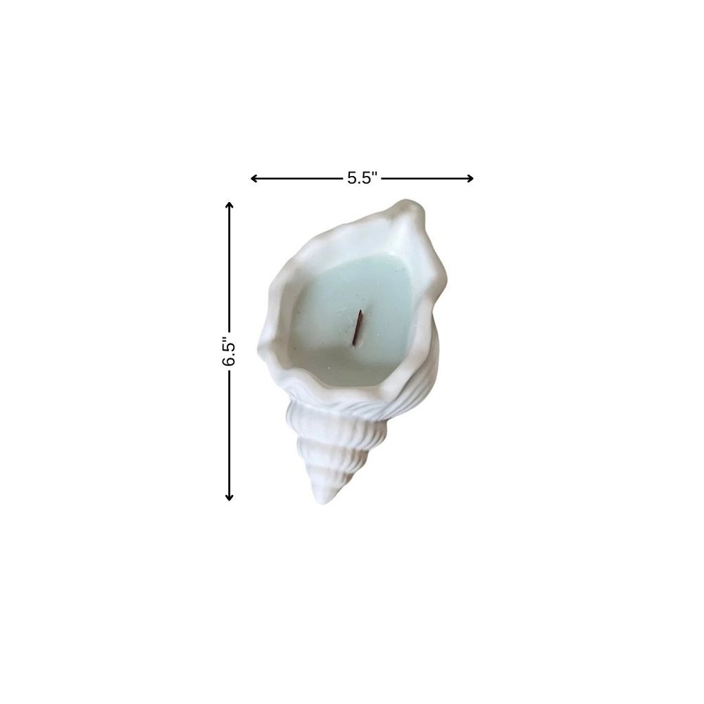 6" Light Blue Sea Salt And Orchid Scented Soy Wax Candle In White Resin Novelty Holder
