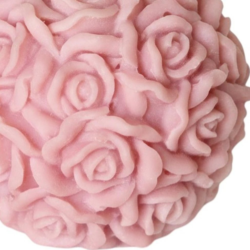 3" Pink Unscented Dimensional Blossom Candle Round Novelty