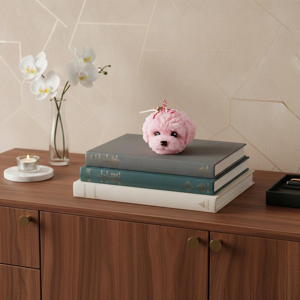 2" Pink Rose Petals Scented Dimensional Dog Candle Novelty Novelty