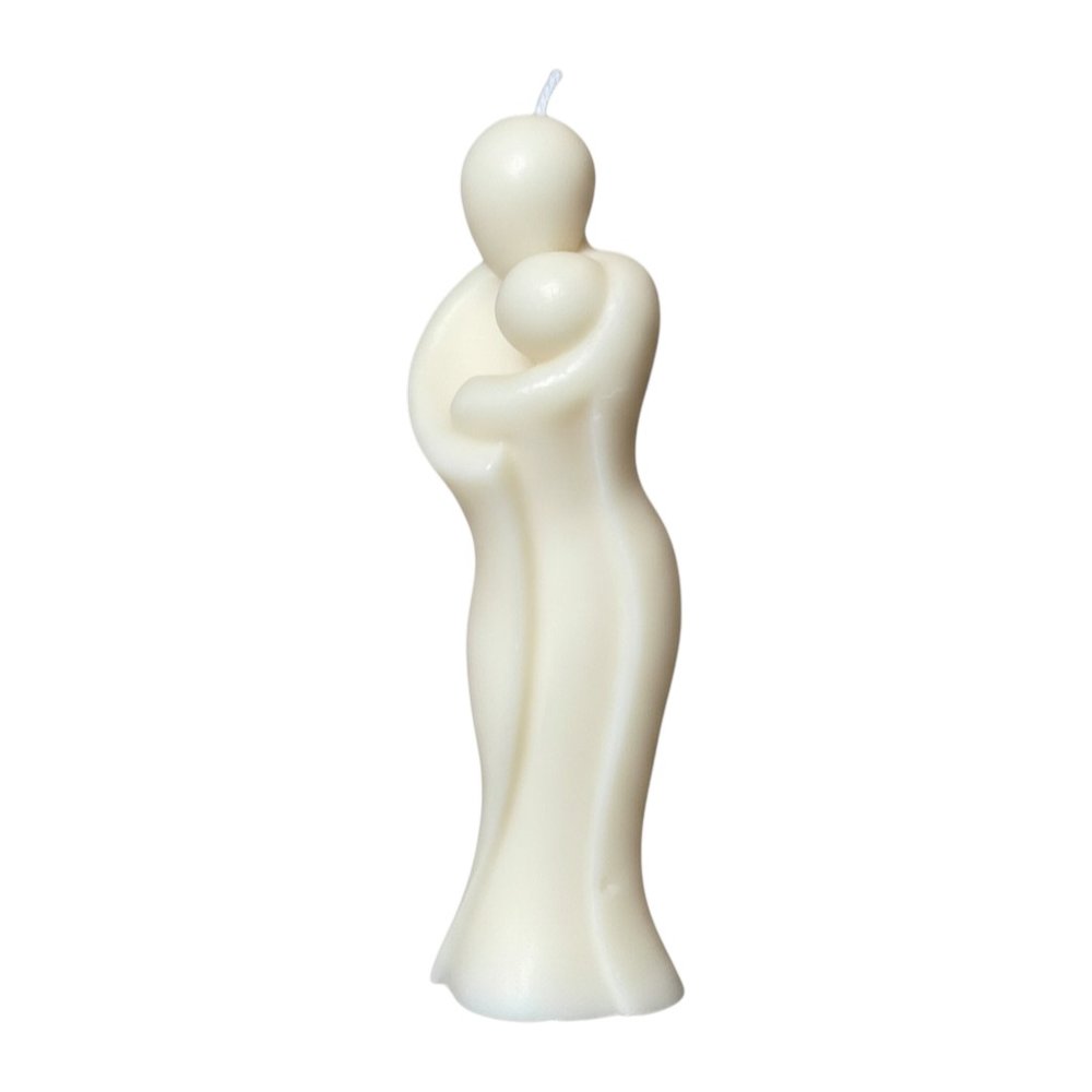 2" White Unscented Mother And Child Dimensional Candle