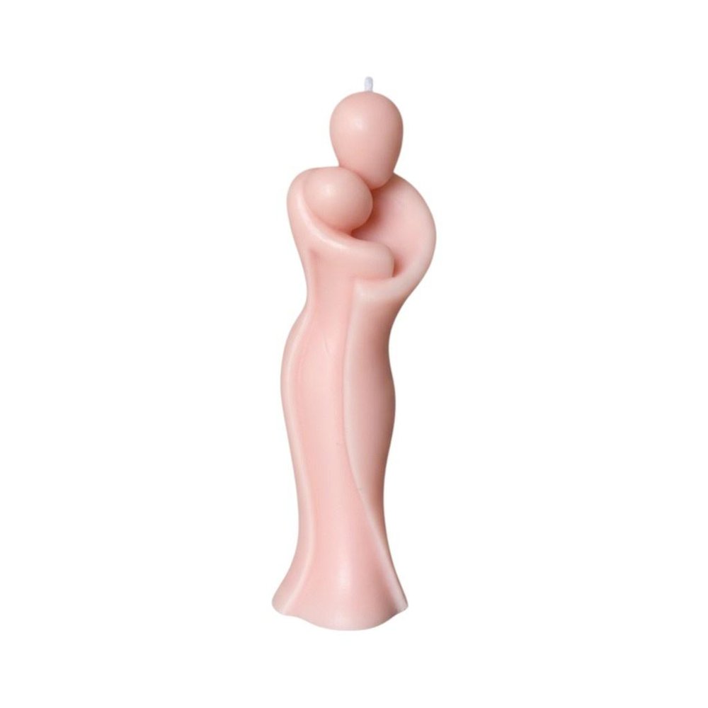 2" Peach Creamy Vanilla Scented Mother And Child Dimensional Candle
