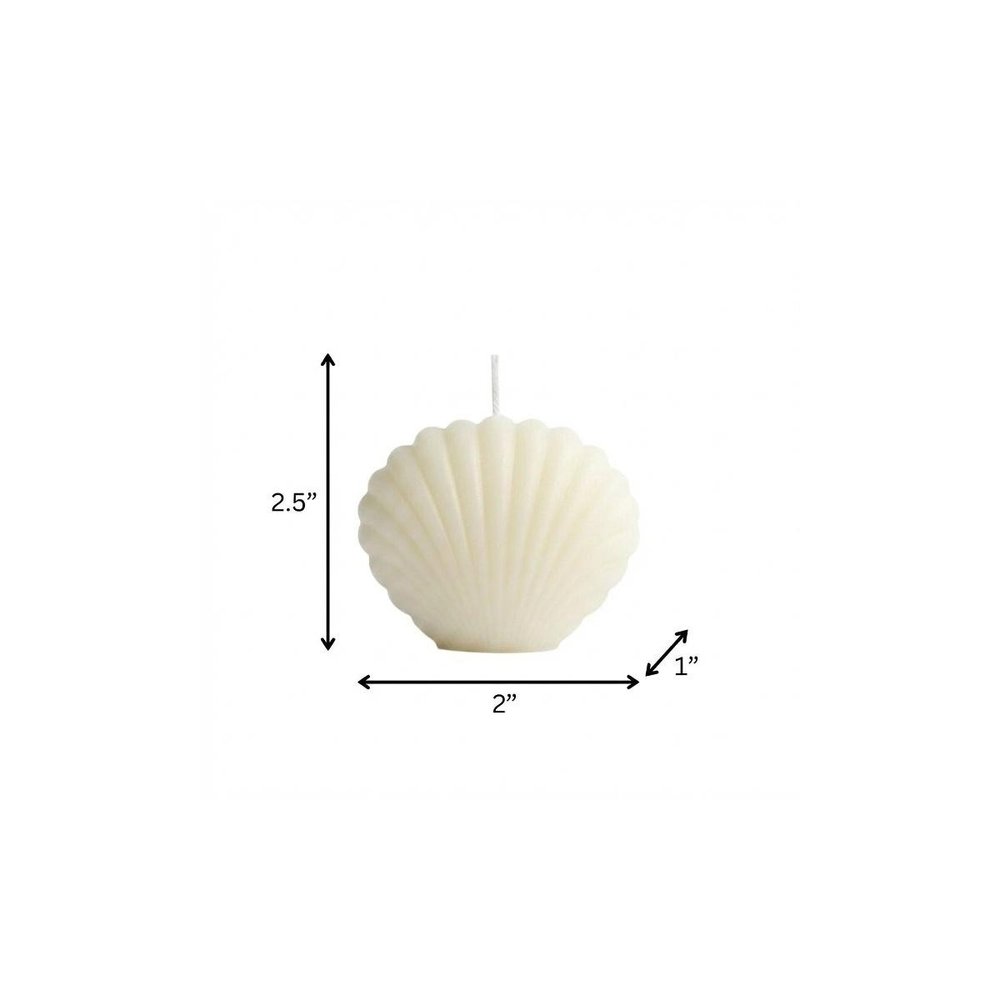 3" Ivory Black Ice Scented Dimensional Seashell Candle